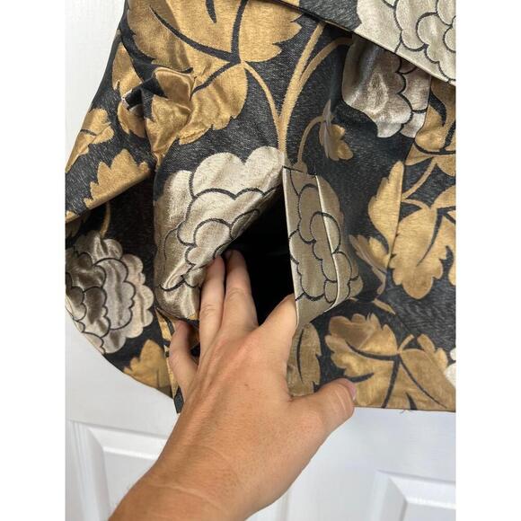 CHELSEA & THEODORE Harlow Jacket Size 6 Black Floral Cropped Metallic 3/4 sleeve - Picture 5 of 14